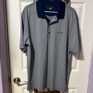 Men's Striped Polo Shirt - Greg Norman, Navy and White, Size Large